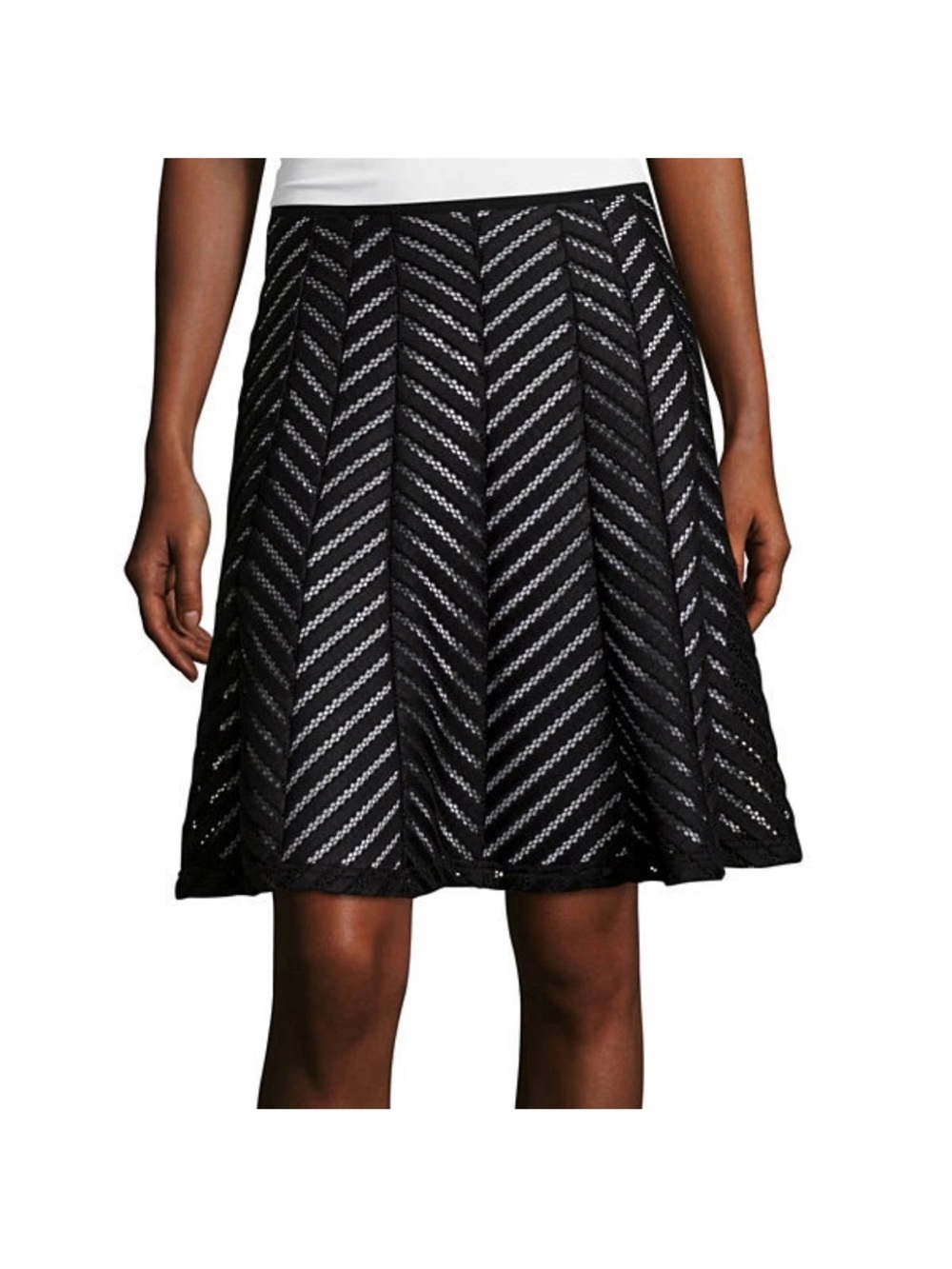 Worthington Woman Black Chevron Lace A-Line Skirt Plus Size 22W